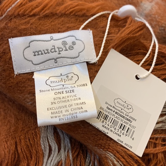 NWT MudPie Rust Brushed Plaid Scarf - Picture 3 of 4
